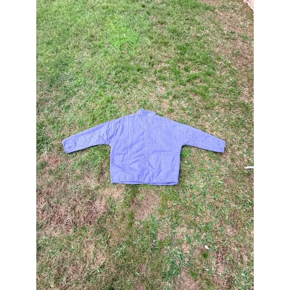 Amuse Society Quilted‎ Snap Front Jacket Periwinkle Blue Palm Tree Logo L/XL